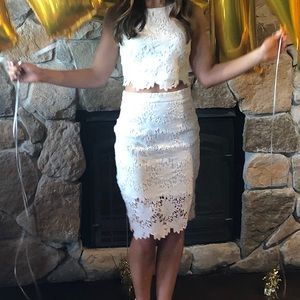Look at Me Wow White Lace Two-Piece Dress